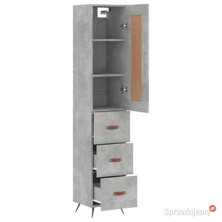 Wysoka szafka szarość betonu 345x34x180 Szafki mazowieckie