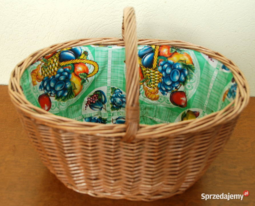 Stary duży koszyk wiklinowy na grzyby owoce Warszawa