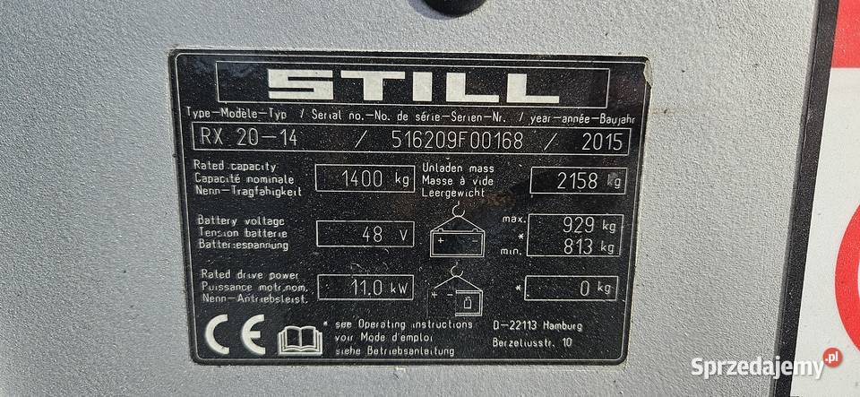 Wózek widłowy STILL RX 2014 z 2015r Maszt Duplex