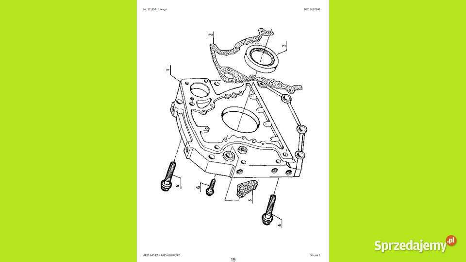 CLAAS ARES 640 RZ ARES 630 RXRZ katalog części pomorskie Gdańsk sprzedam