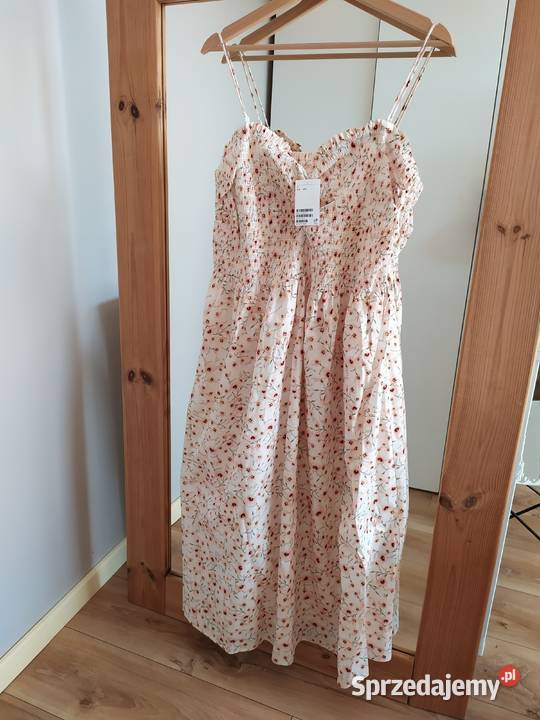 Sukienka w kwiaty bawełna HM 44 XXL midi Koszalin sprzedam