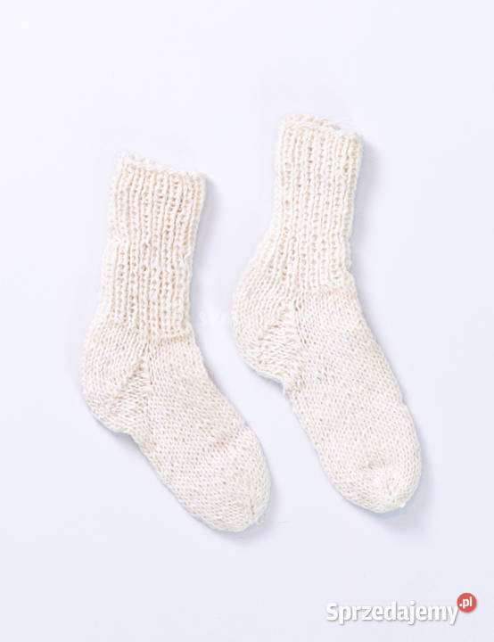 Wełniane skarpetki kremowe kostkę jednolite Szaflary