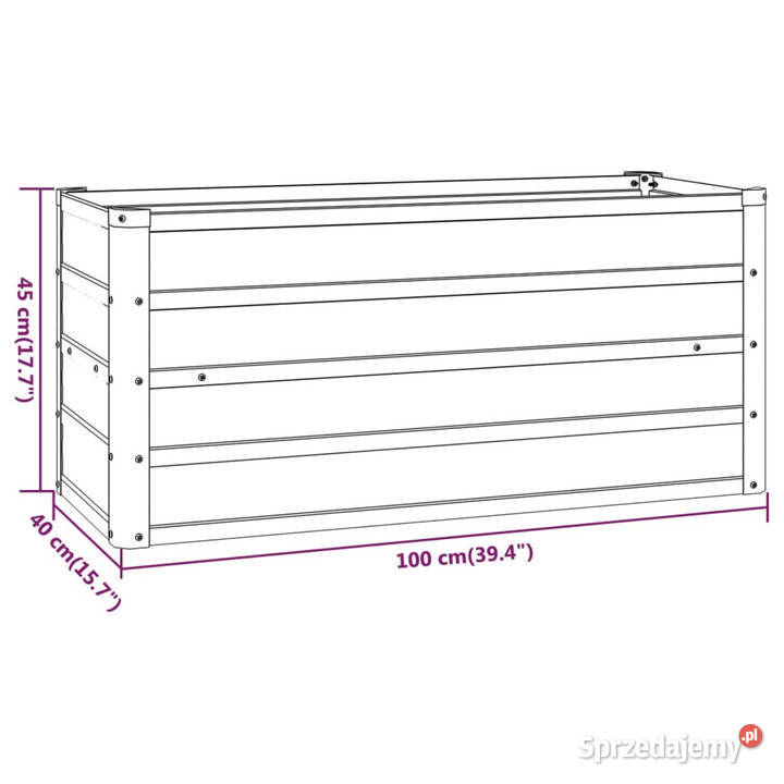 Podwyższona donica rdzawa 100x40x45 stal mazowieckie Warszawa