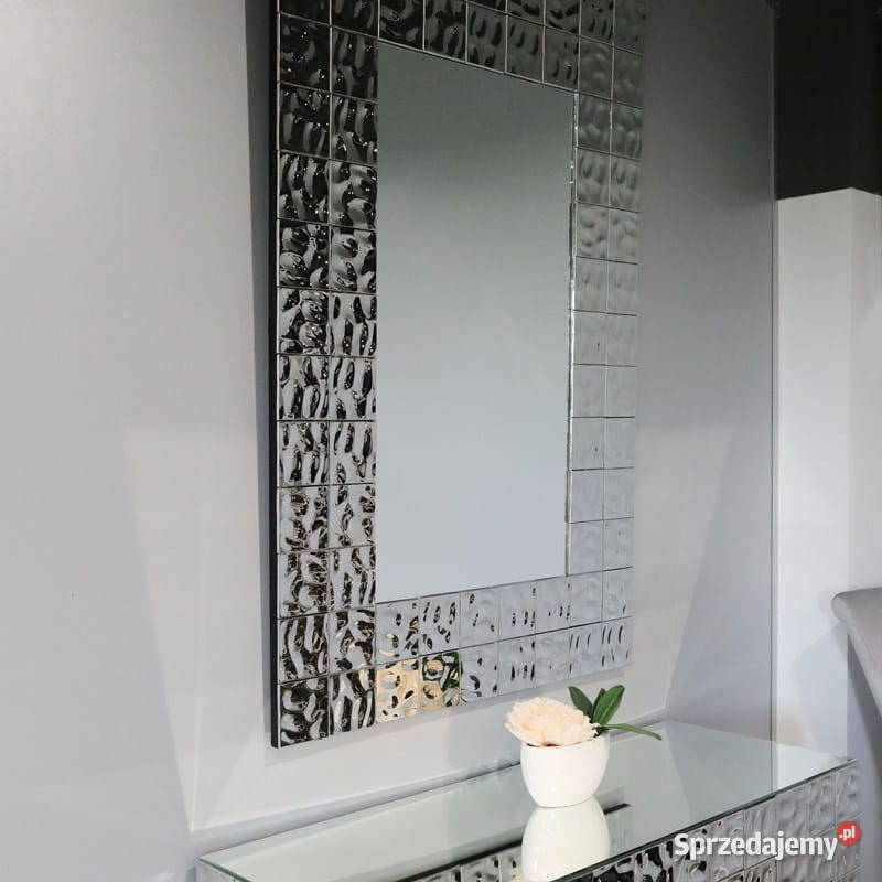 Lustro srebrne glamour prostokątne dekoracyjne Warszawa