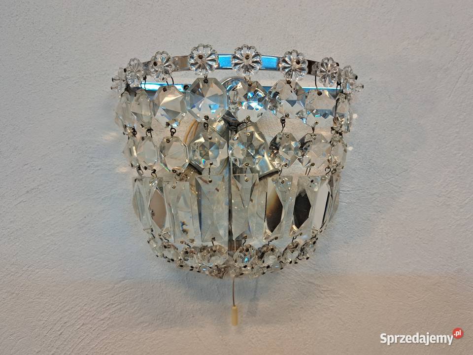 Kinkiet kryształowy mosiężny srebrny chrom z Olkusz sprzedam