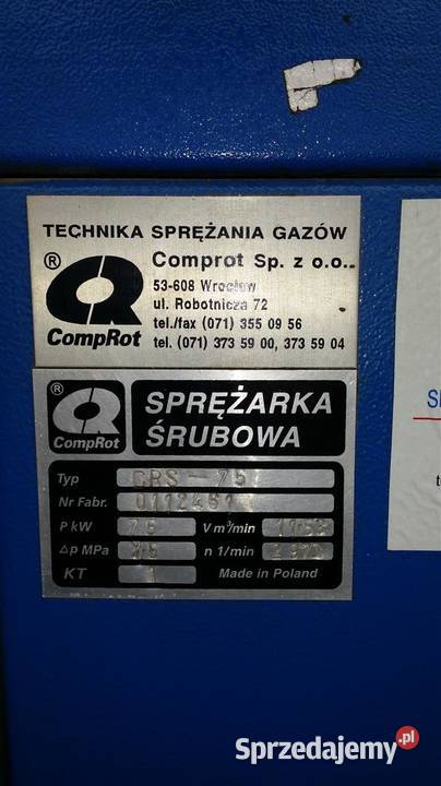 Sprężarka śrubowa COMPROT CRS75 S002598 Wilków