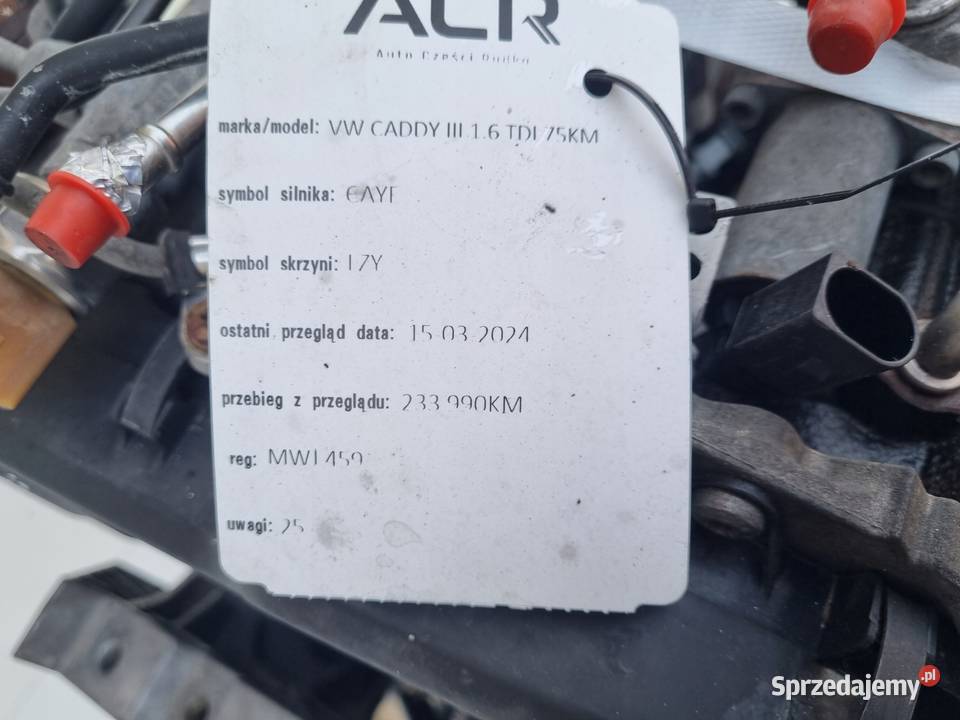 SILNIK KOMPLET VW Caddy III 16 TDI 75 osobowe Silniki kompletne Janów