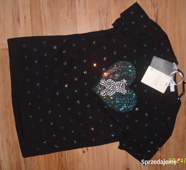 NOWA bluzka Tshirt z MISIEM SERCE cyrkonie r SM Rozmiar 38(M) Rawicz