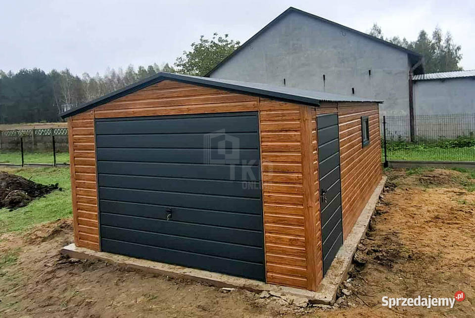 Garaz blaszany 4x6m brama uchylna drzwi okno Pabianice