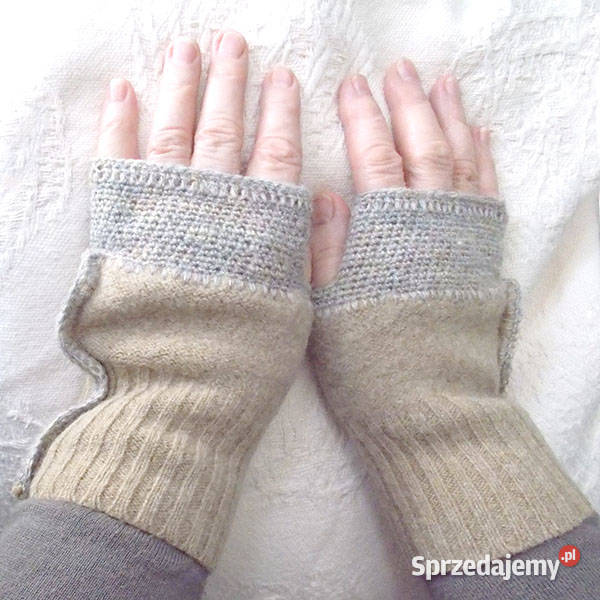 beżowe mitenki wełniane mitenki brązowe ciepłe Gdańsk