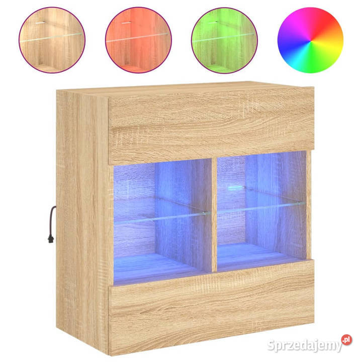 Ścienna szafka TV z LED dąb sonoma 585x30x605 Warszawa