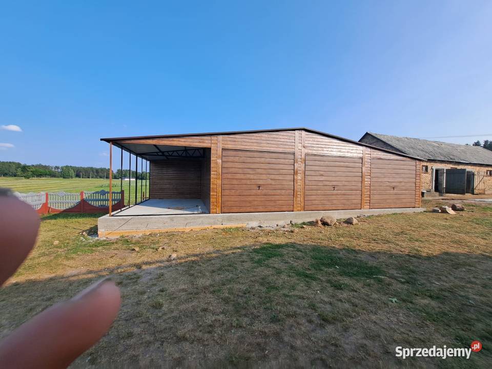 Garaż Blaszany Orzech z zadaszeniem bocznym Kępno