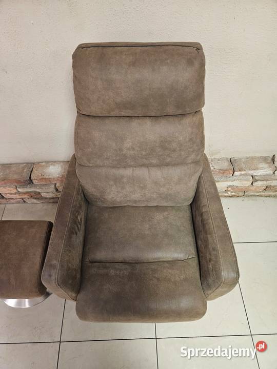 Fotel obrotowy z podnóżkiem WYGODNY tapicerka Dom i Ogród Pszczyna