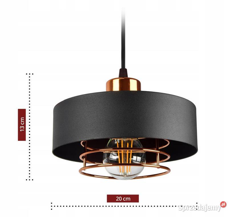 Lampa Ścienna Kinkiet Loft Czarna z Miedzią Oświetlenie Choroszcz