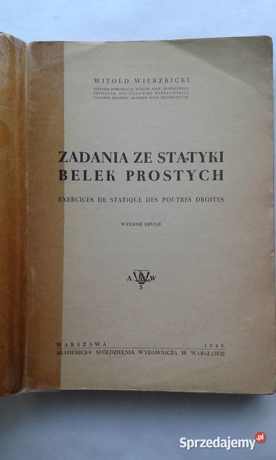 Zadania ze statyki belek prostych Witold Gdynia sprzedam