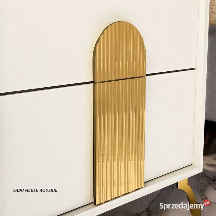 Nowoczesna włoska szafka nocna Gracja białozłota Przemyśl