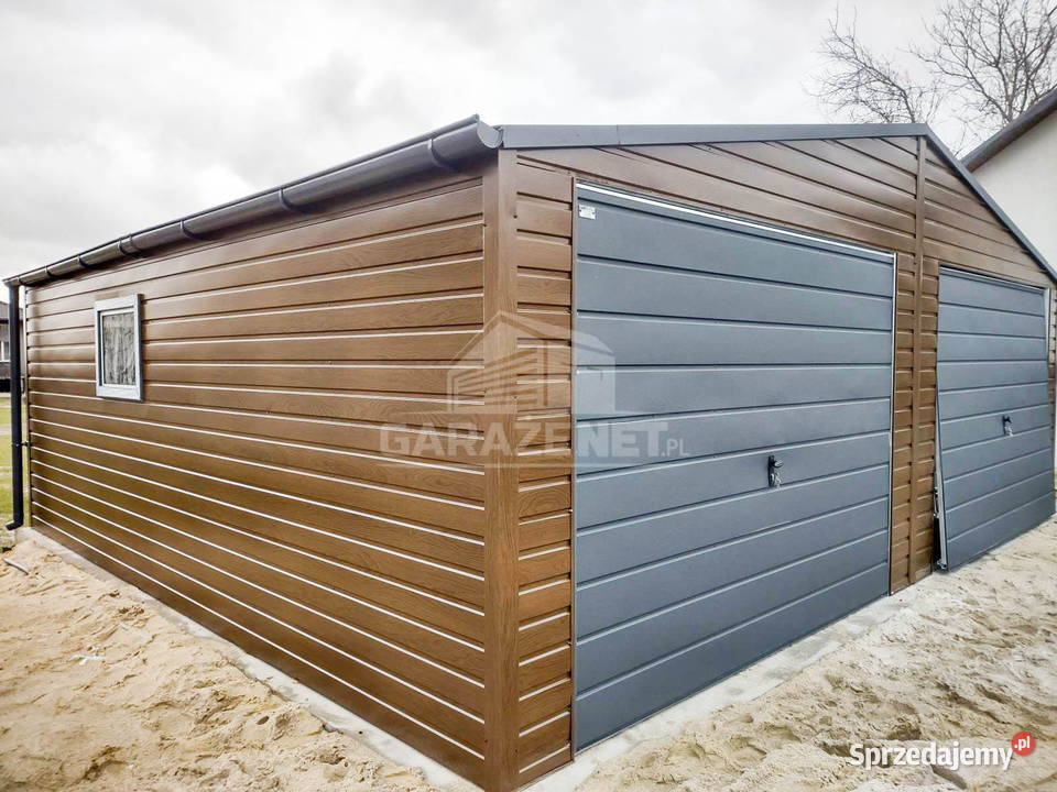 GARAŻ BLASZANY 7m x 6m DWUSPAD 2xBRAMA DRZWI