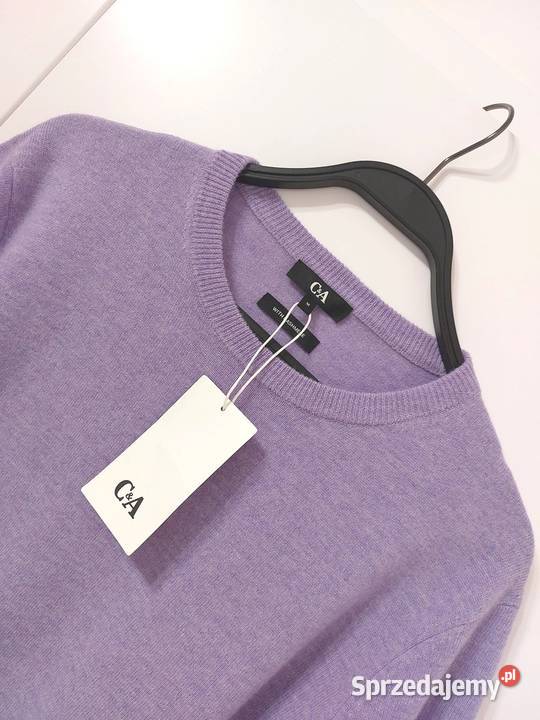 Sweterek fioletowy M 38 CA kaszmir i wełna Nowy Warszawa sprzedam