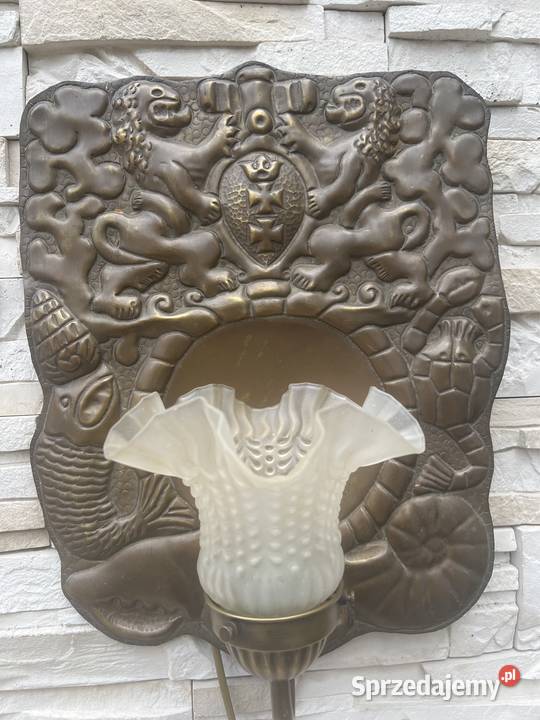 Stara przedwojenna lampa Herb Gdańska Bystrzyca Kłodzka