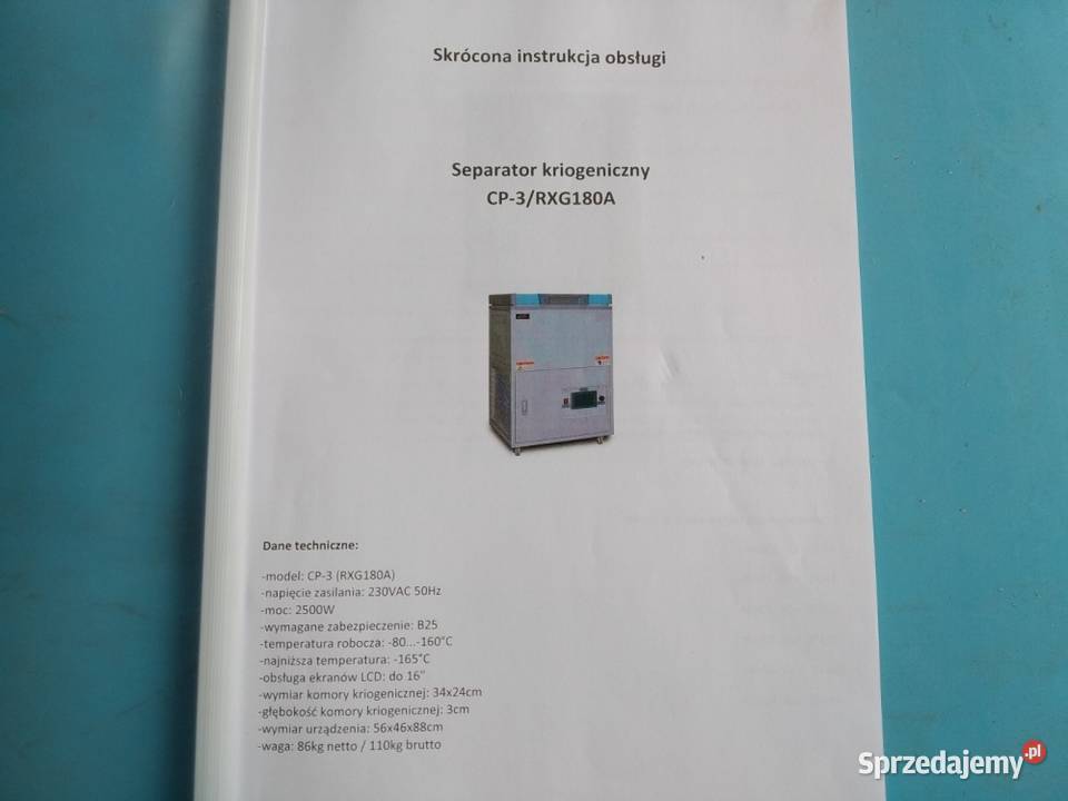 Separator kriogeniczny CP3 RXG180A małopolskie Stary Sącz