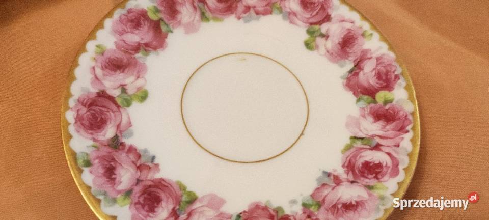 Filiżanka mokka róże złoto porcelana dolnośląskie Wrocław sprzedam