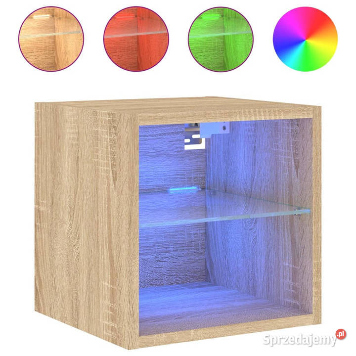 Ścienne szafki TV z LED 2 dąb sonoma 30x285x30 Warszawa