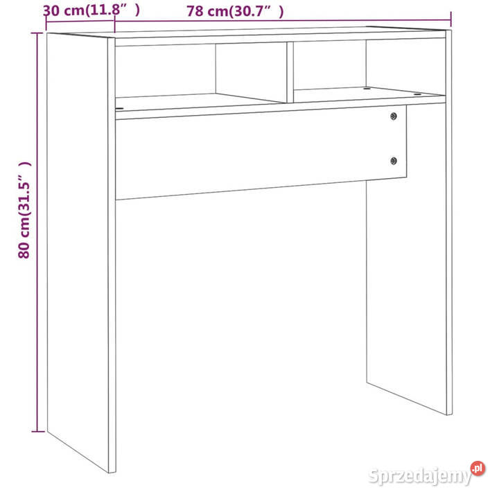 Stolik konsolowy przydymiony dąb 78x30x80 Stoły