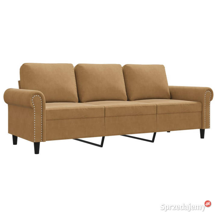 Sofa 3osobowa brązowa 180 tapicerowana aksamitem mazowieckie Warszawa