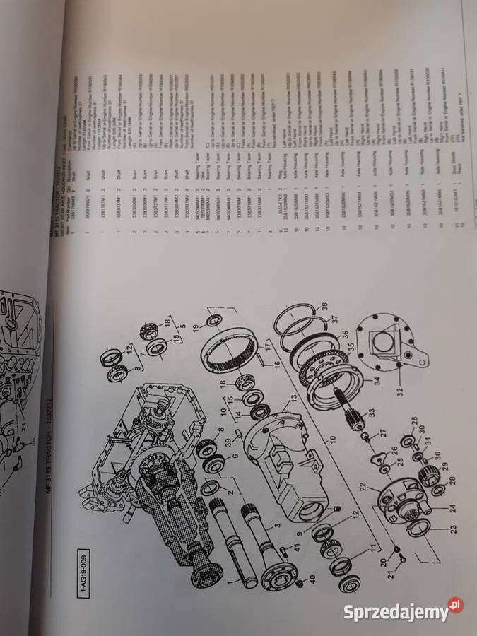 Katalog części ciągnika Massey ferguson 315 lubelskie Hrubieszów