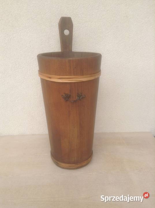 Stary drewniany cebrzyk z uchwytem Antyki, Sztuka, Kolekcje Opole