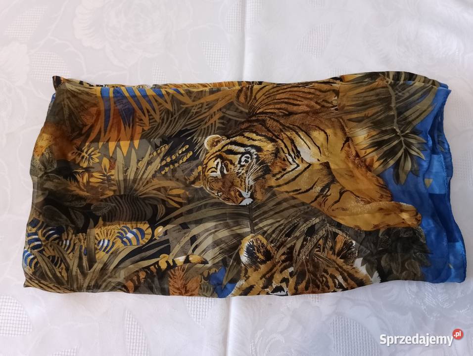 Apaszka z motywem tygrysów kwadratowa kolorowa sprzedam