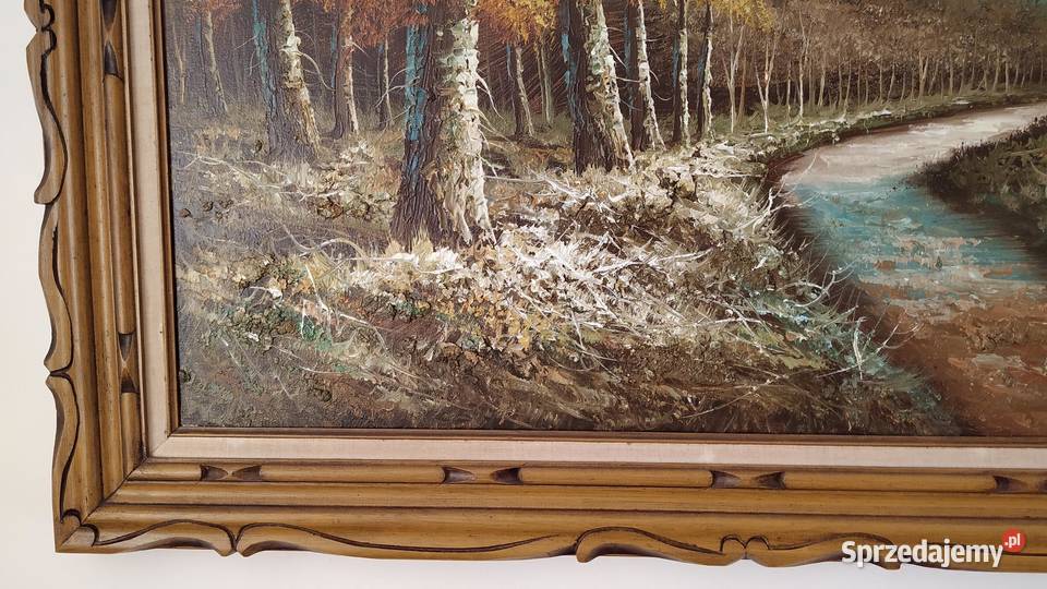 JESIENNA SCENA Eugen Kingman 1950 VINTAGE Malarstwo Piła