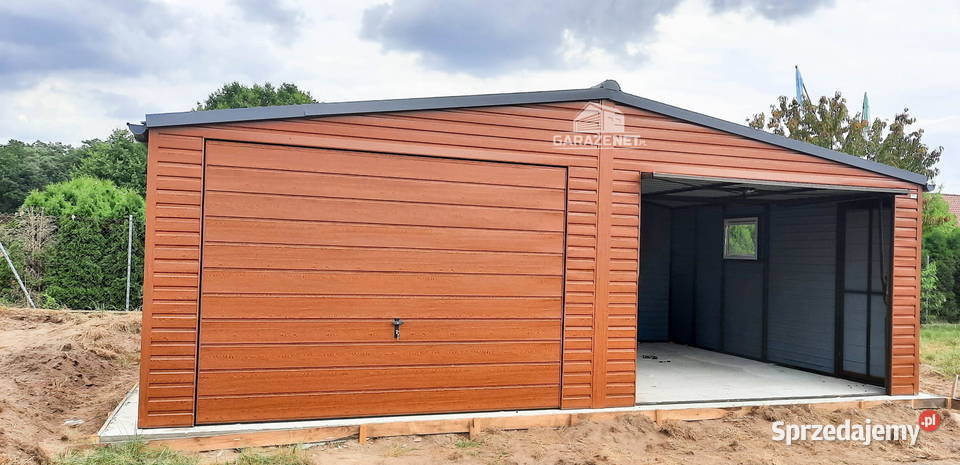 GARAŻ BLASZANY 7m x 6m DWUSPAD 2x BRAMA DRZWI małopolskie Łapanów