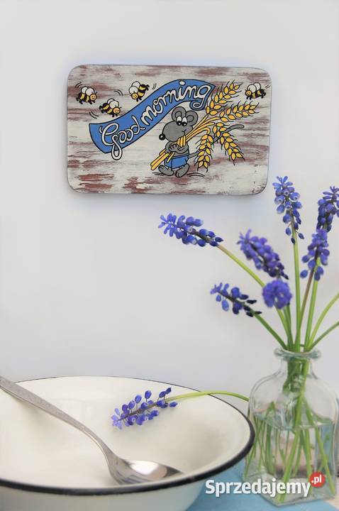 Good Morning ręcznie malowana zawieszka drewno Lublin sprzedam