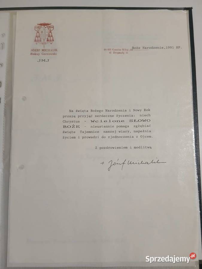 Autograf abpa Józefa Michalika wymienię Przemyśl