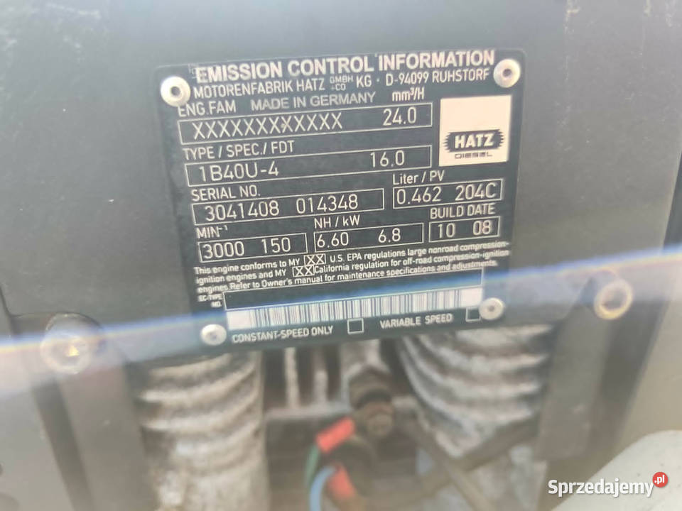 Silnik Hatz 1B40U4 z prądnicą 52 kw agregat Strzyżew