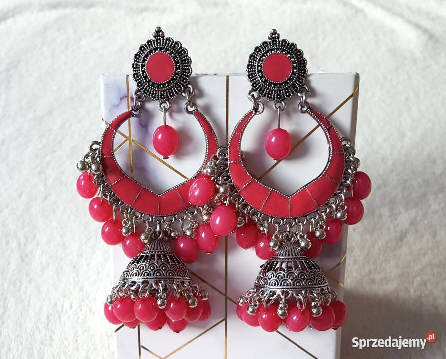 Długie kolczyki orientalne jhumki kolor srebrny Szczecin sprzedam