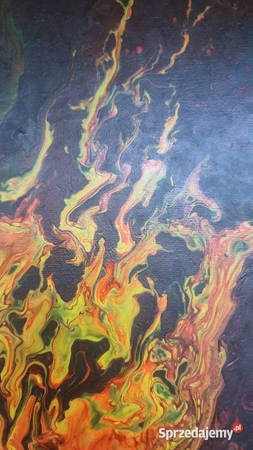 Obraz Płonące Serce ręcznie malowany pouring Ciechanów