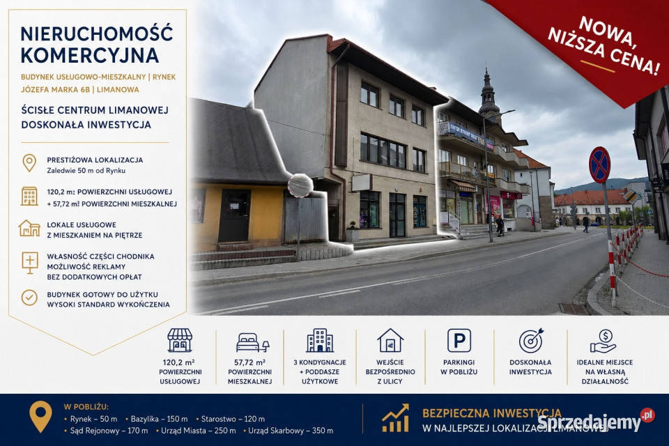 Nieruchomość komercyjna Józefa Marka 6B Limanowa