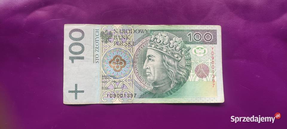 Banknot 100 1994 seria YD Zastępcza seria 14 Numizmatyka Pruszków