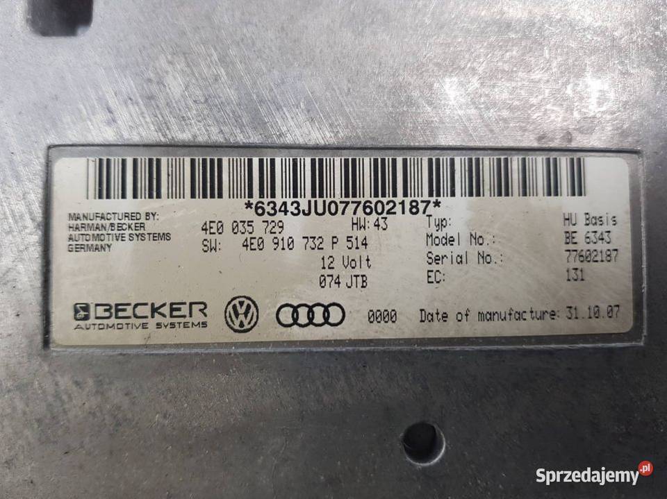 MODUŁ AUDI A8 D3 LIFT 4E0035729 4E0910732 osobowe Pozostałe Lipno sprzedam