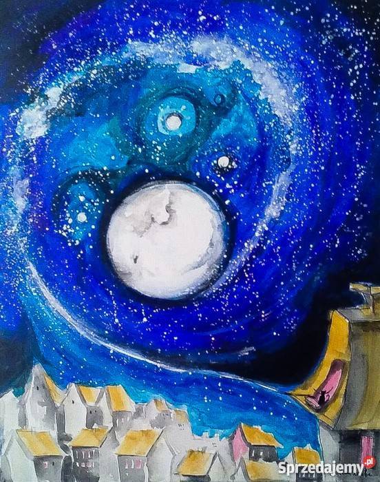 Akwarela Magia nocy artystki plastyka Adriany Katowice