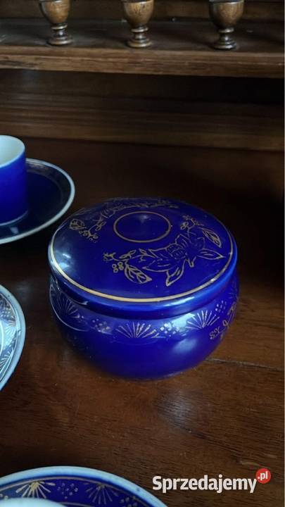 Kobaltowy serwis do kawy espresso D P R K Korea Porcelana i szkło pomorskie