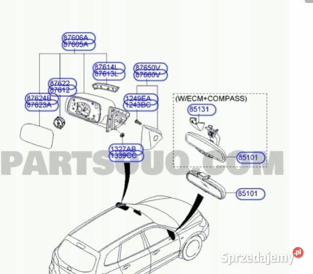 TRÓJKĄT DRZWI OSŁONA LEWA HYUNDAI SANTA FE 0612 Osłony i zaślepki