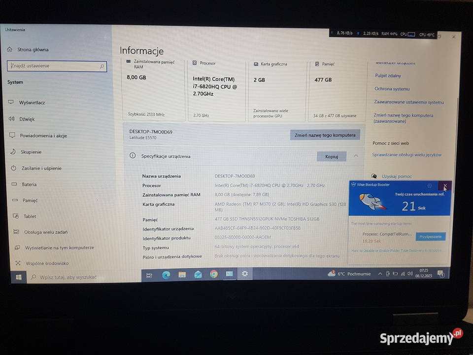 Sprzedam laptopa Dell Latitude E5570 i76820HQ Intel Core i7