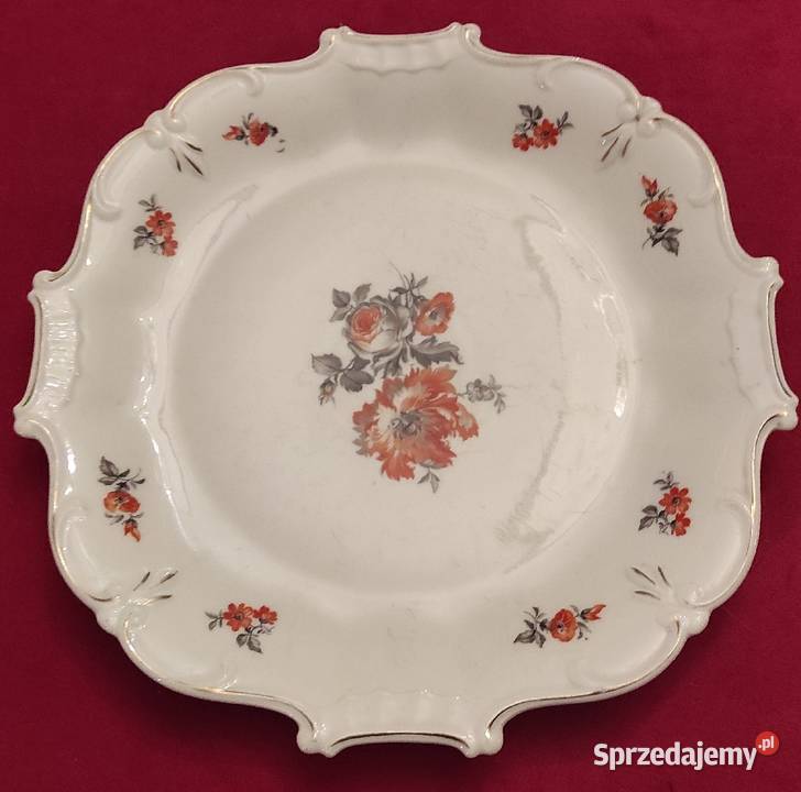 ANTYK PATERA PORCELANOWA W KWIATY RELIEFOWANA Pabianice