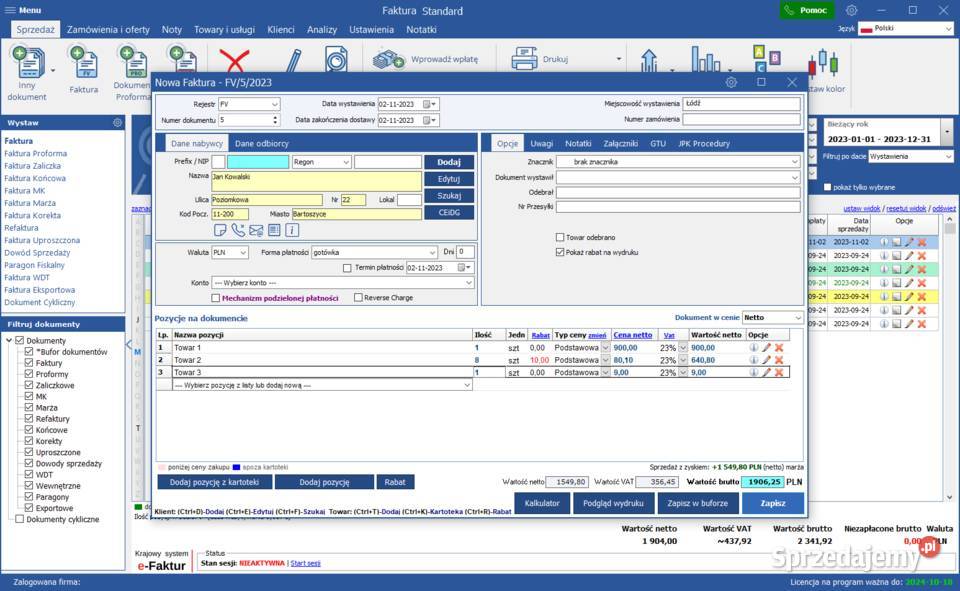 Program do faktur wersja Standard łódzkie sprzedam