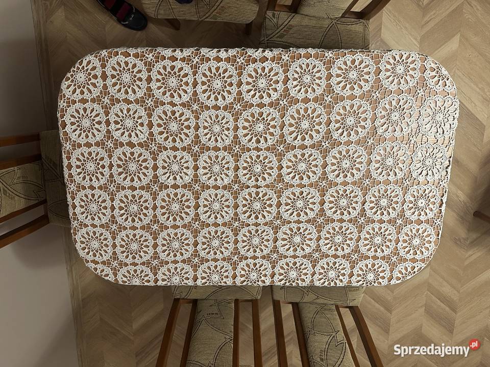 Obrus szydełko rękodzieło 150x150 biały Łódź
