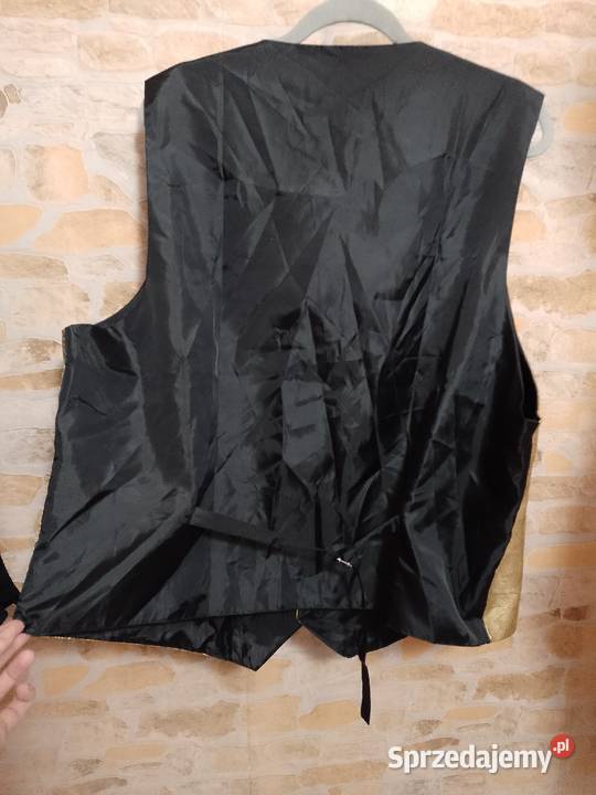3XL4XL Wytworna złota kamizelka garniturowa z