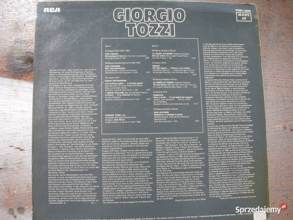 Klasyka LP GIORGIO TOZZIDON CARLOS 1958 Płyty i kasety dolnośląskie